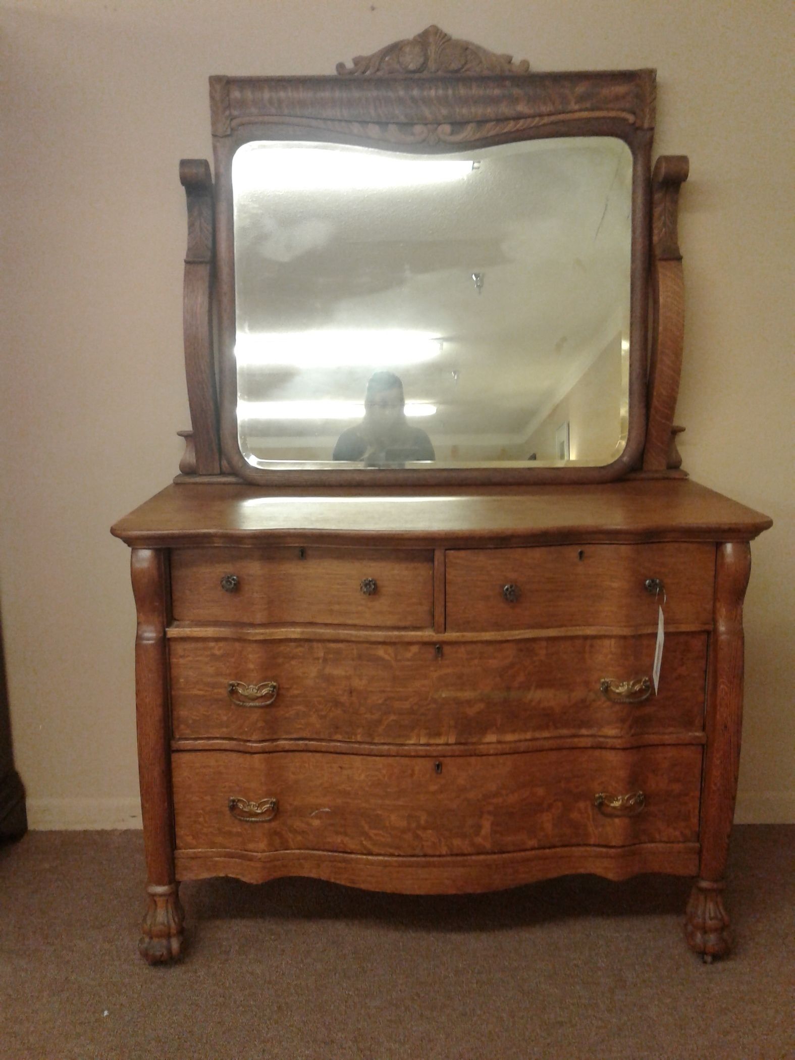ANTIQUE OAK DRESSER W/MIRROR Delmarva Furniture Consignment