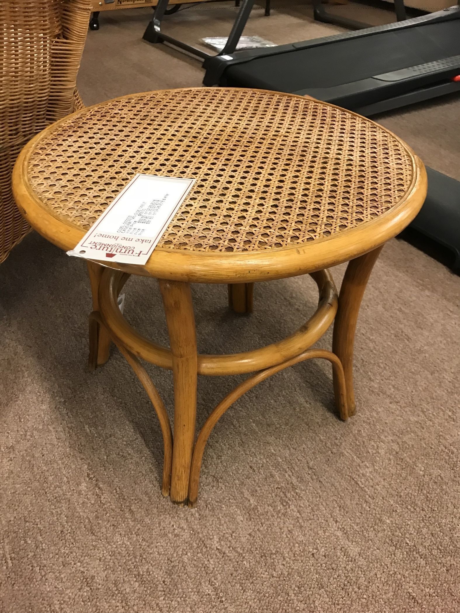 CANE/RATTAN SIDE TABLE Delmarva Furniture Consignment