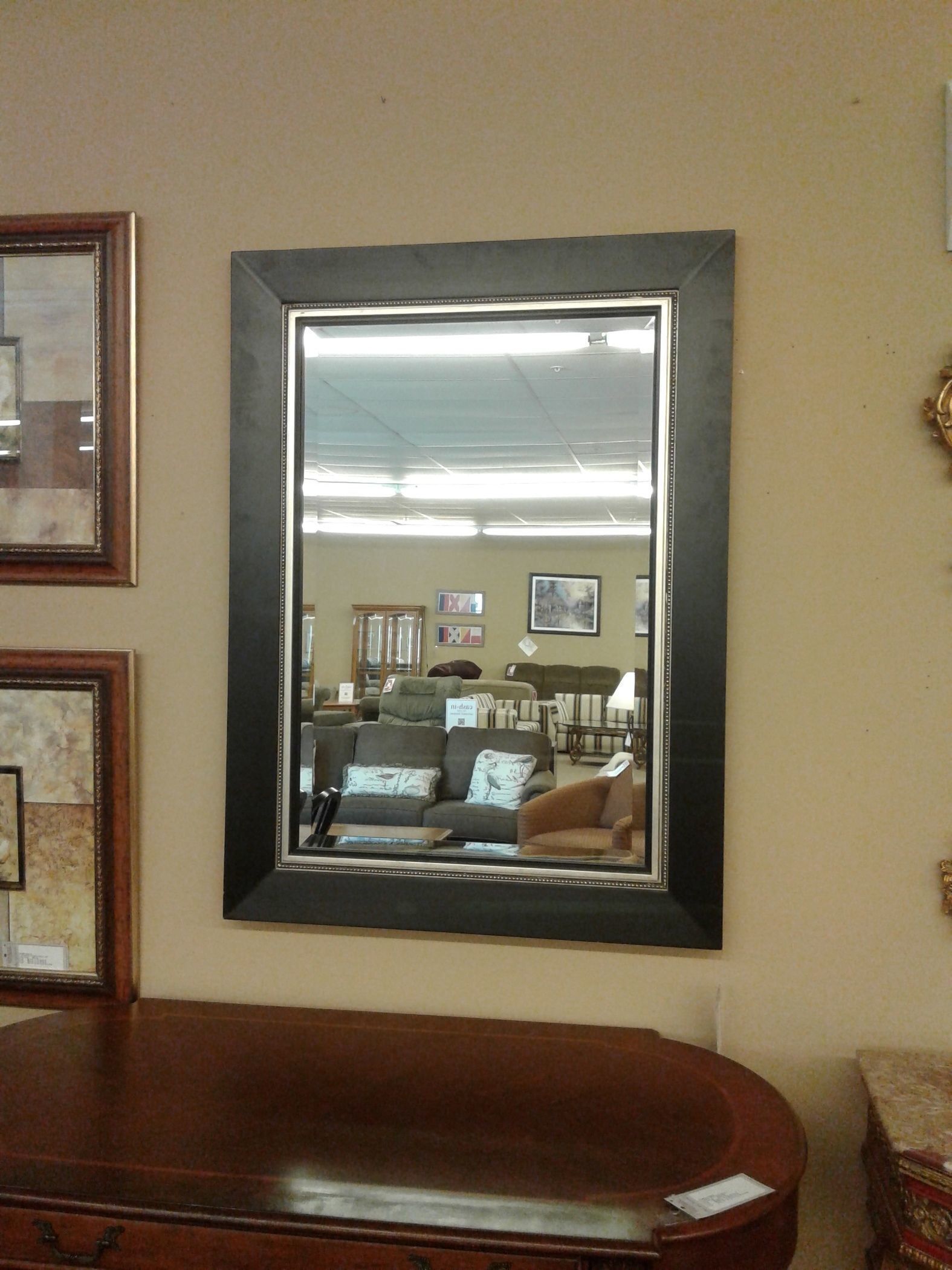 LARGE BLACK WALL MIRROR Delmarva Furniture Consignment