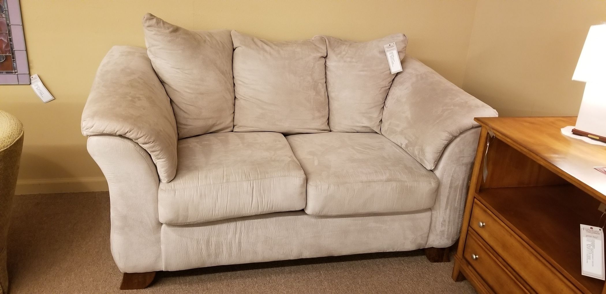 ASHLEY BEIGE LOVESEAT Delmarva Furniture Consignment