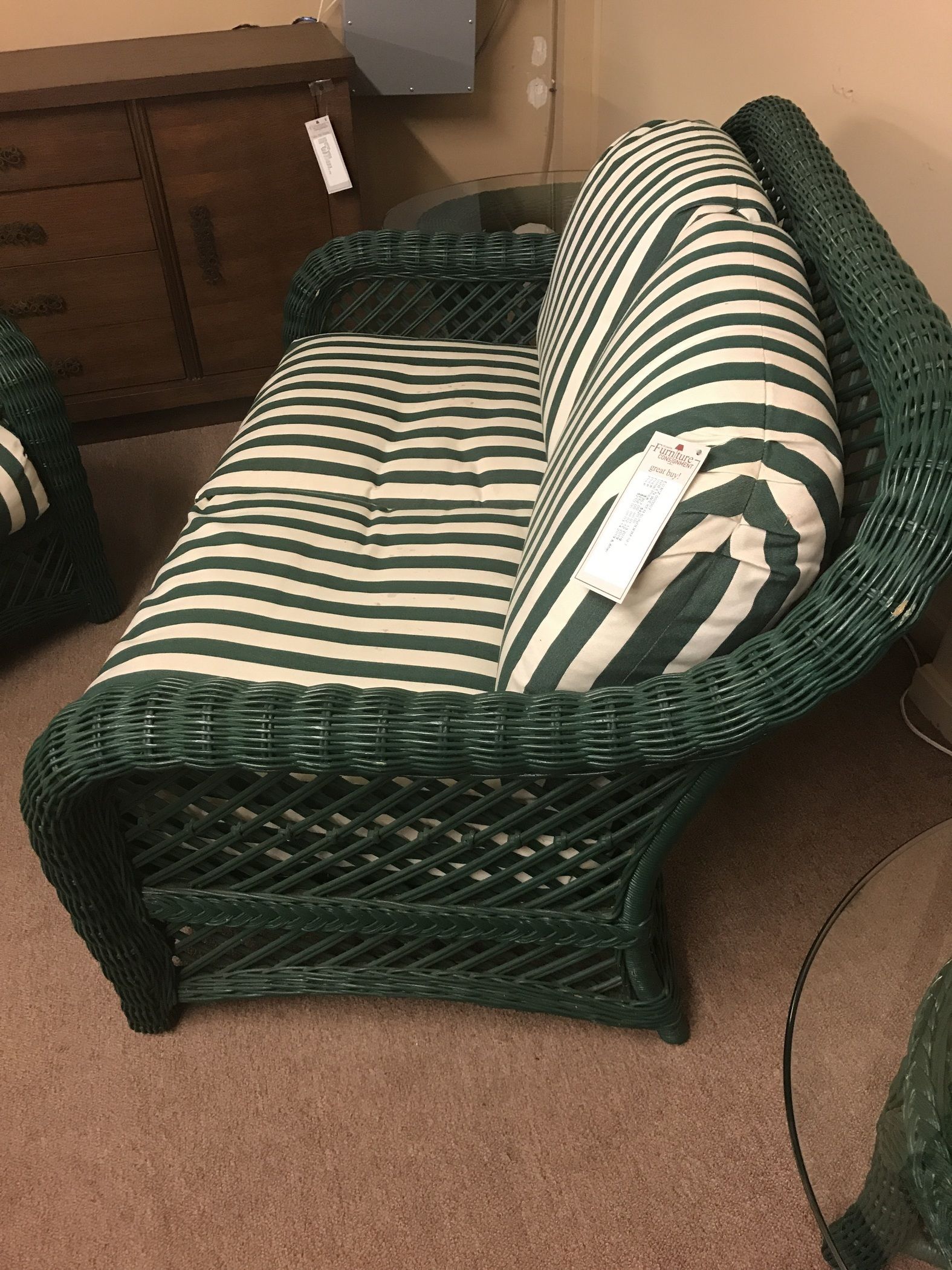 GREEN WICKER SUNROOM SET Delmarva Furniture Consignment