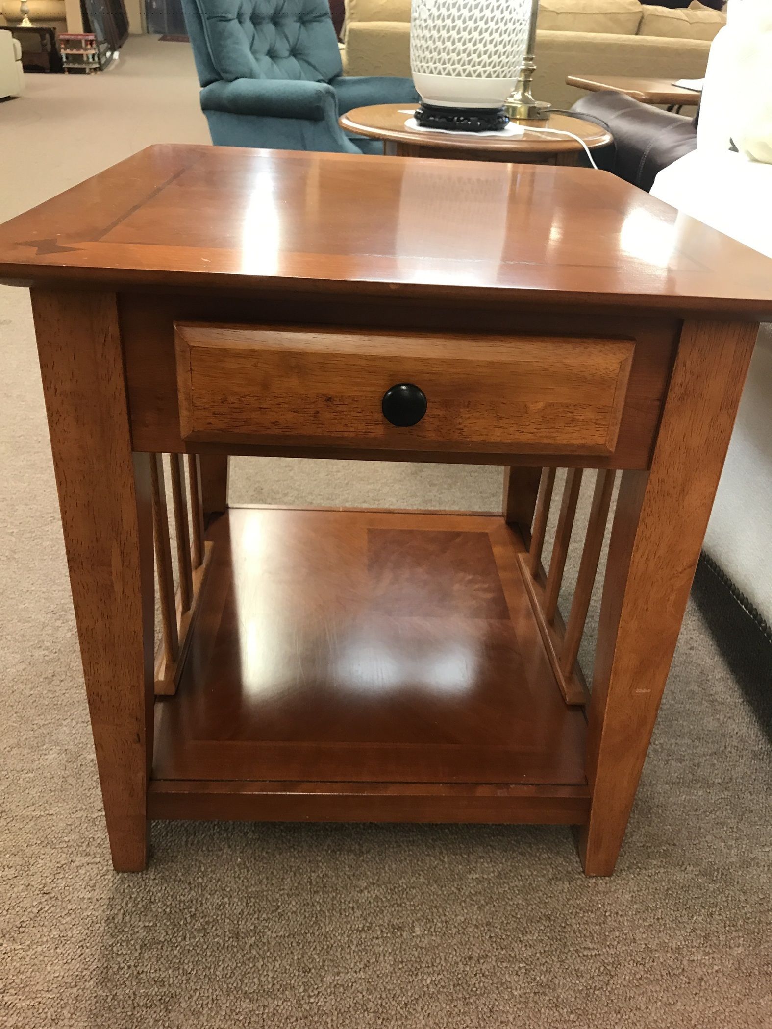 PAIR CHERRY FINISH END TABLES Delmarva Furniture Consignment