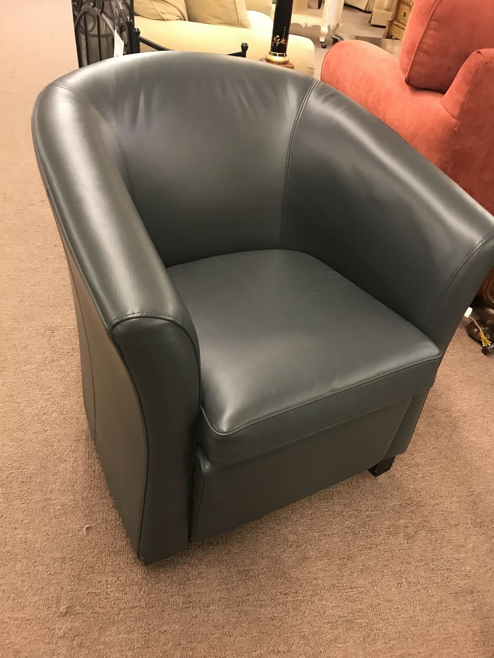 Grey Faux Leather Tub Chair Delmarva Furniture