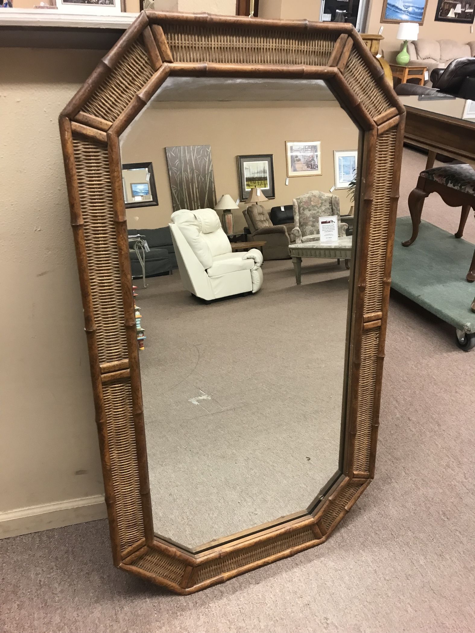 TALL WICKER MIRROR Delmarva Furniture Consignment