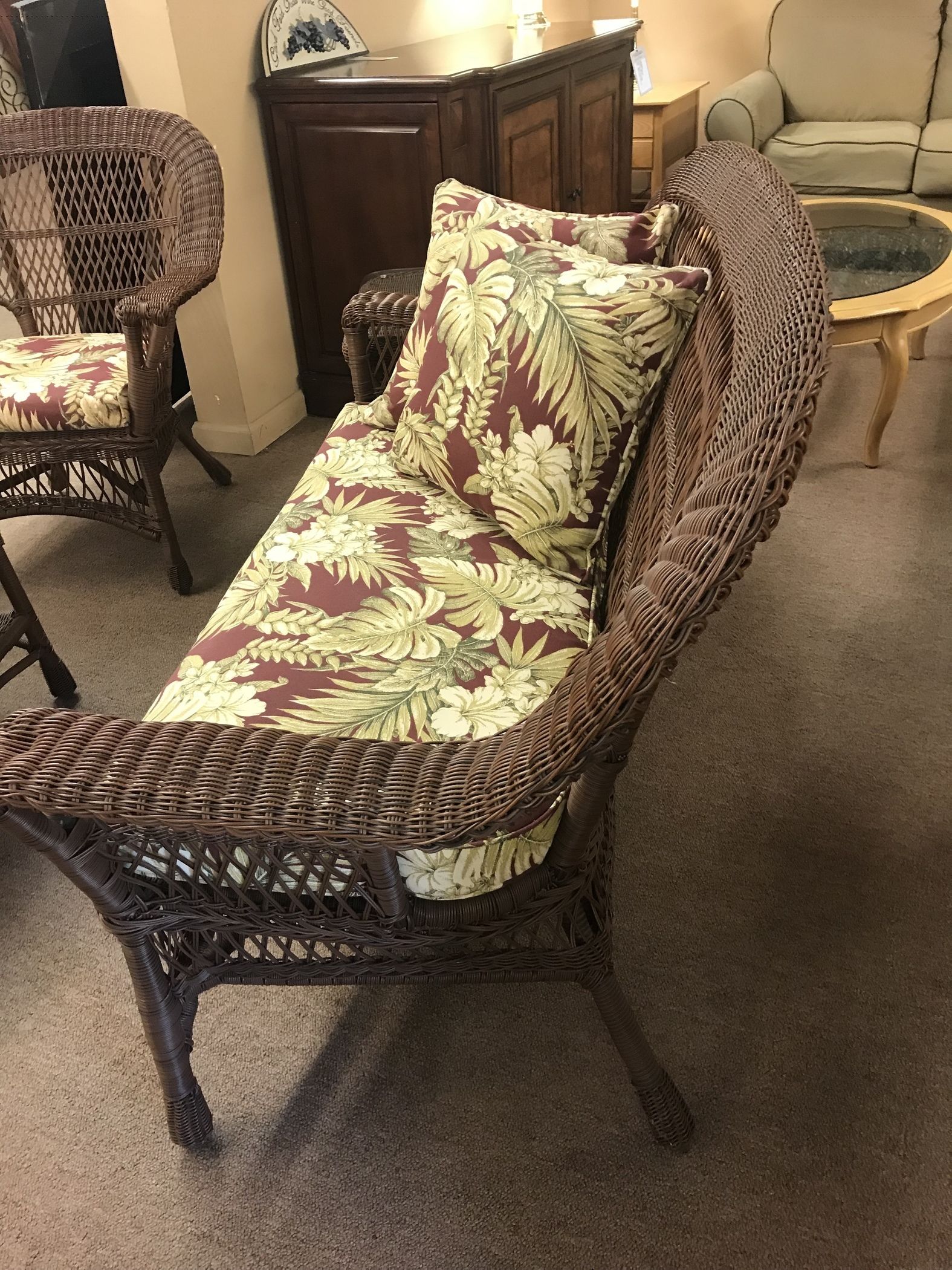 BROWN VINYL WICKER PATIO SET | Delmarva Furniture Consignment