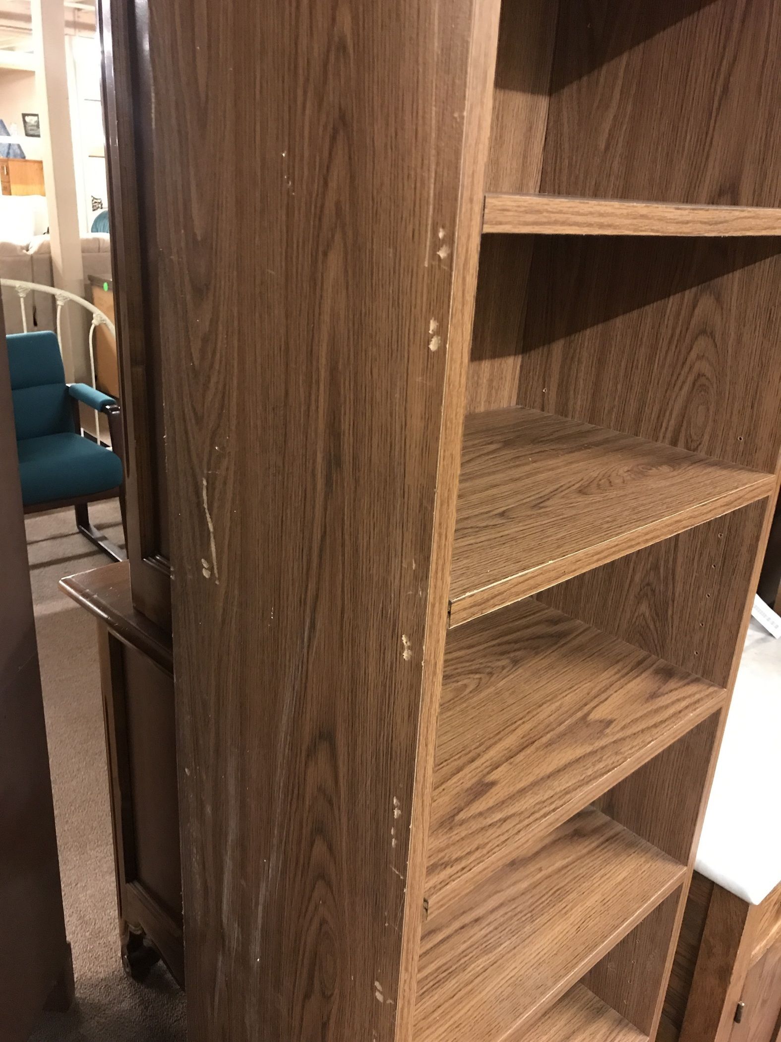 OAK FINISH BOOKCASE Delmarva Furniture Consignment