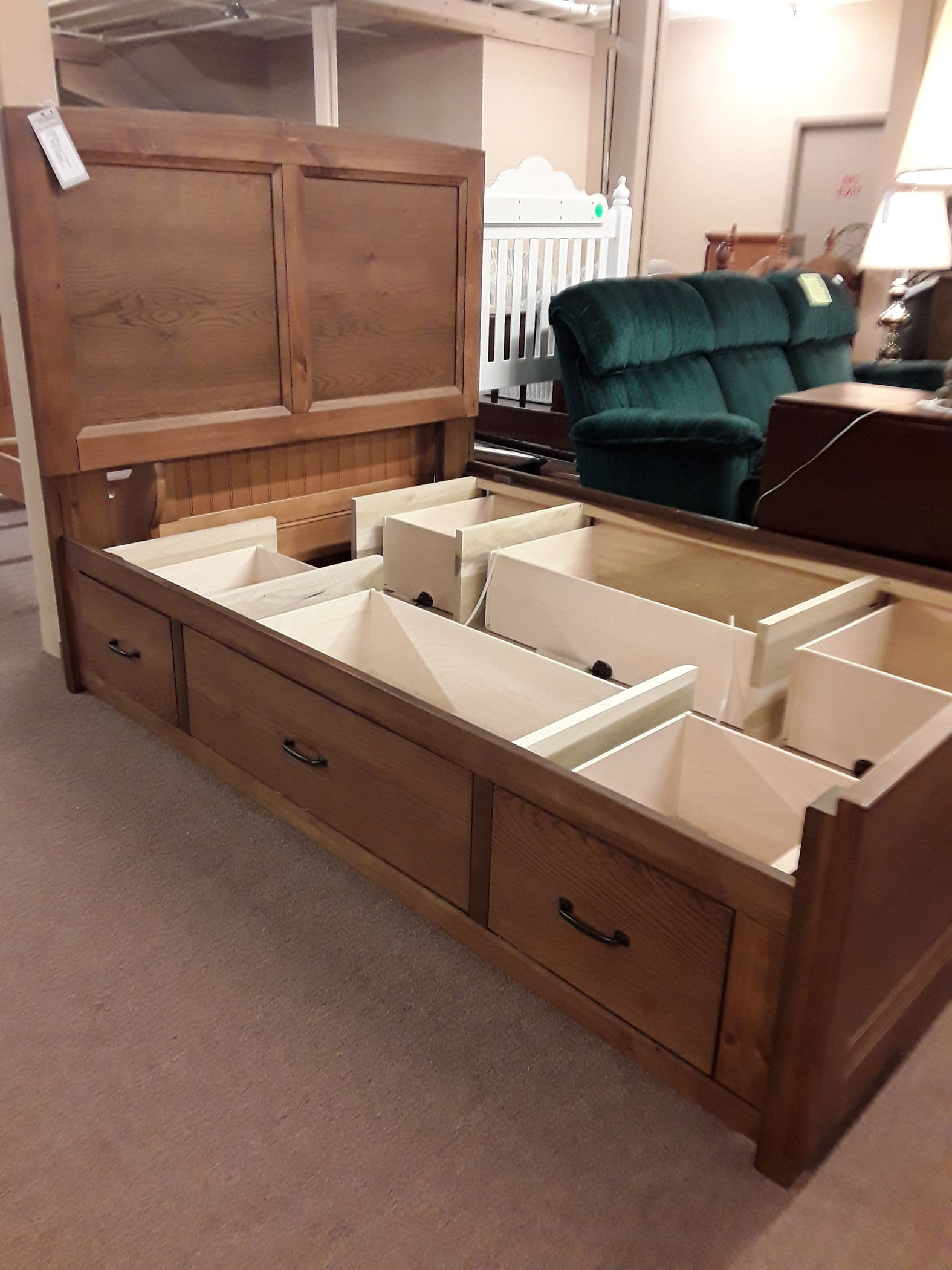 VAUGHN BASSETT OAK STORAGE BED Delmarva Furniture Consignment
