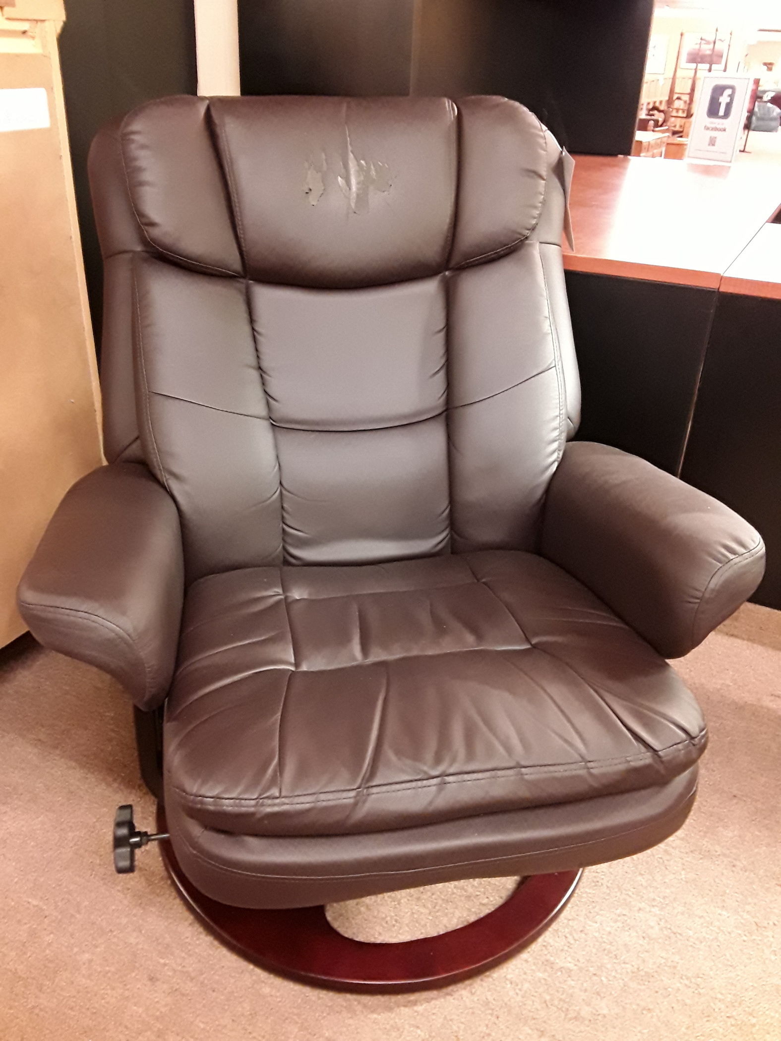 FAUX LEATHER RECLINER W/ OTTO | Delmarva Furniture Consignment