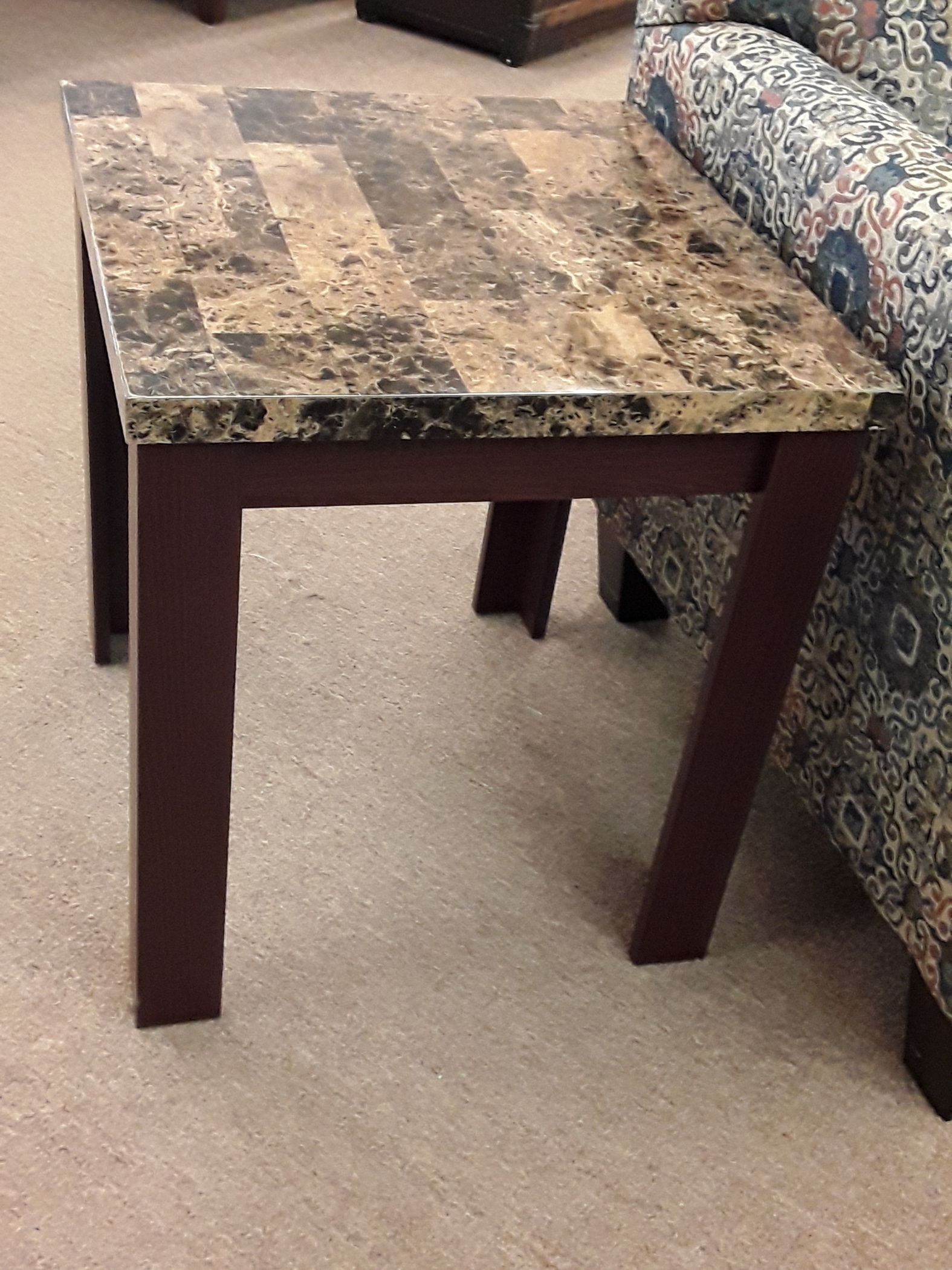 PAIR FAUX GRANITE END TABLES Delmarva Furniture Consignment