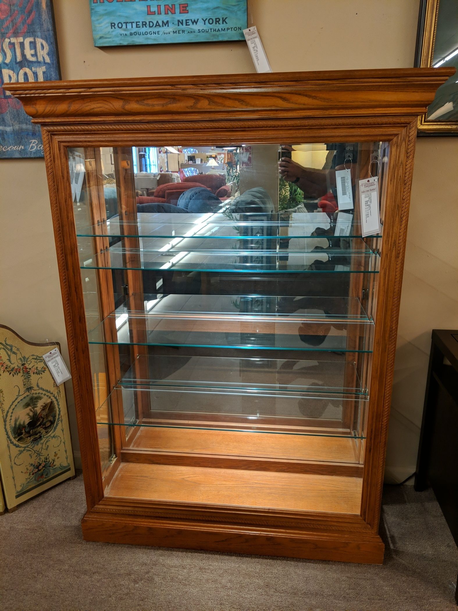 pulaski estate oak curio cabinet