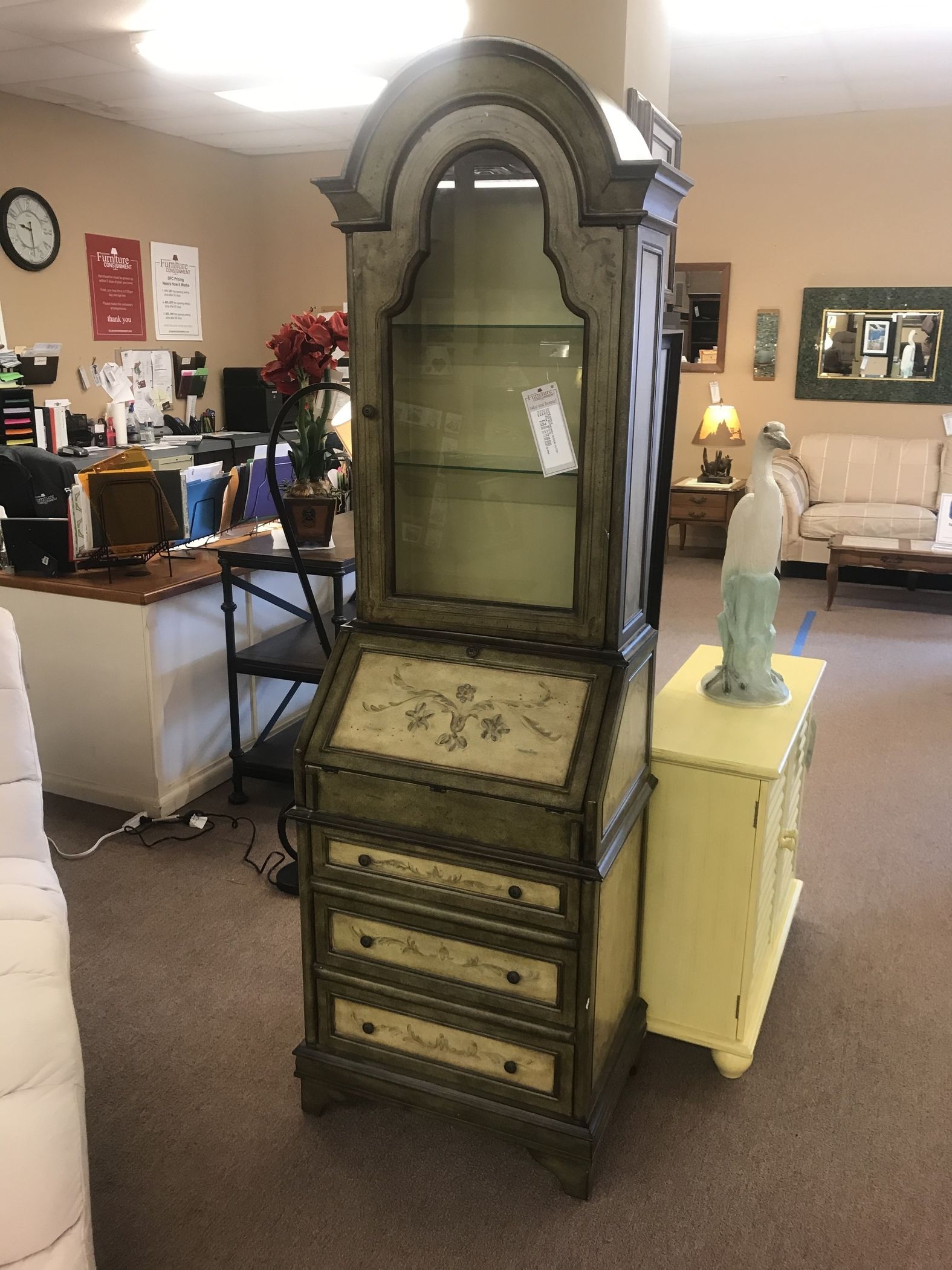 PAINTED SECRETARY DESK W HUTCH Delmarva Furniture Consignment