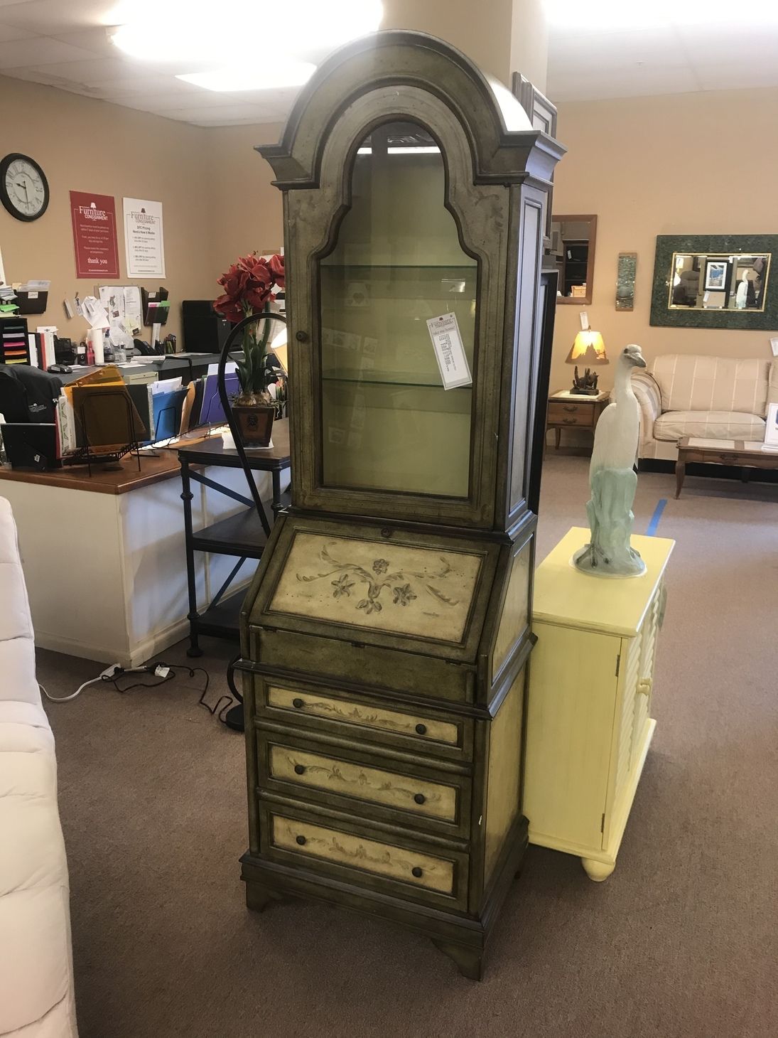 PAINTED SECRETARY DESK W HUTCH Delmarva Furniture Consignment