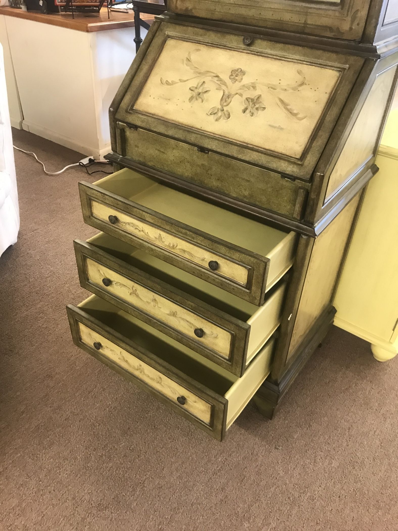 PAINTED SECRETARY DESK W HUTCH Delmarva Furniture Consignment