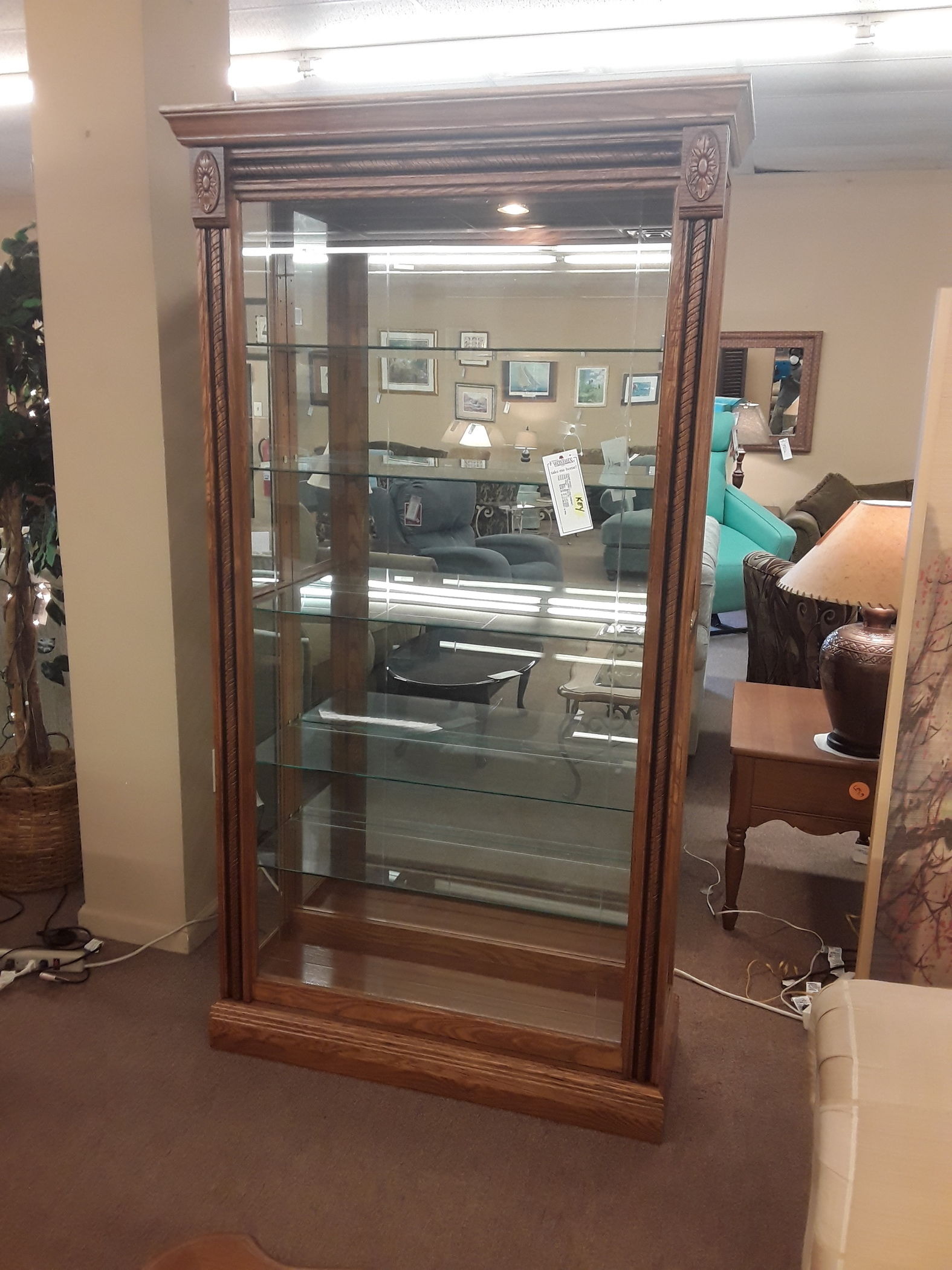 pulaski estate oak curio cabinet