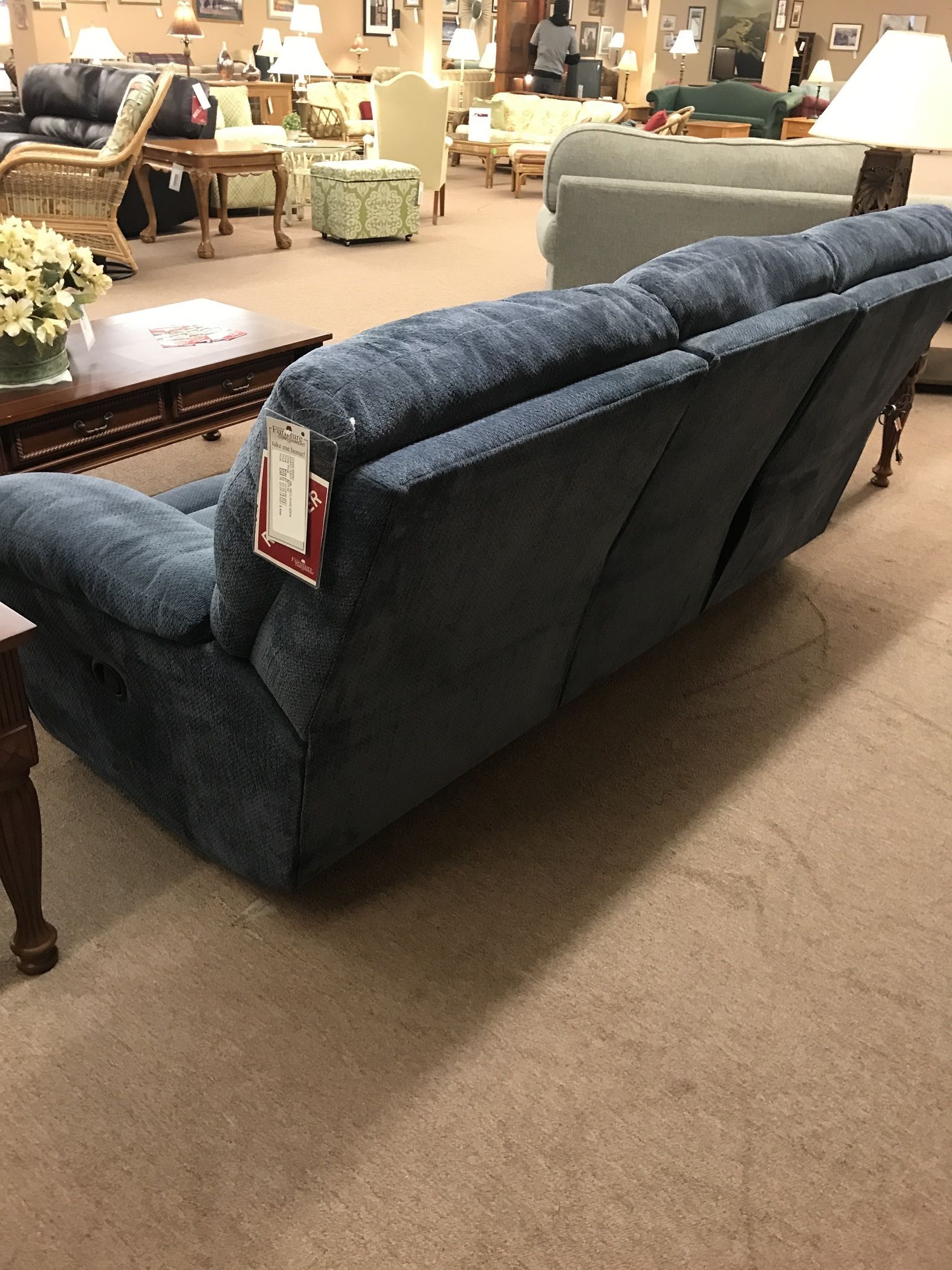 AVANTI NAVY DBL RECLINING SOFA Delmarva Furniture Consignment