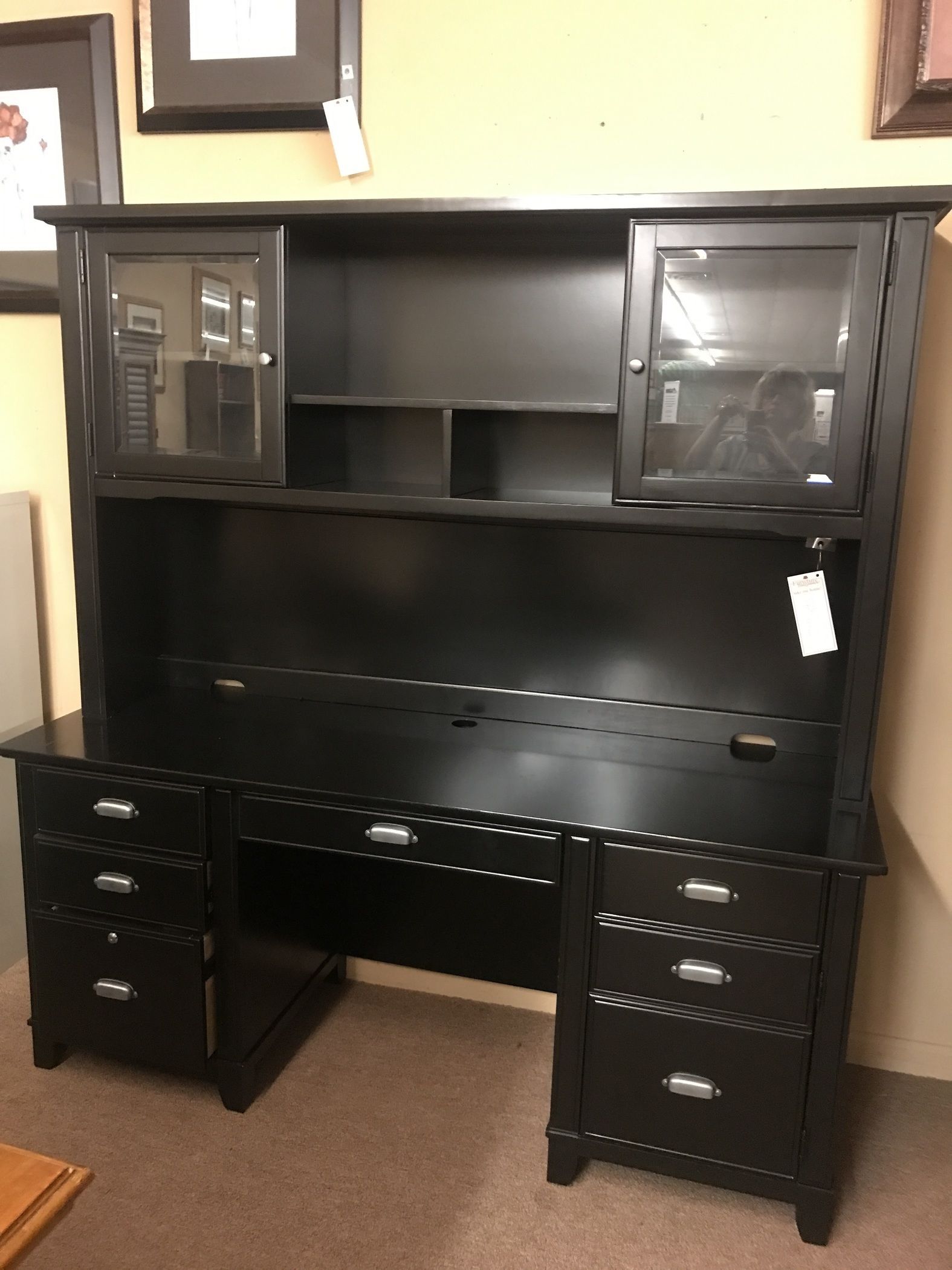 HAVERTY BLACK DESK WITH HUTCH Delmarva Furniture Consignment