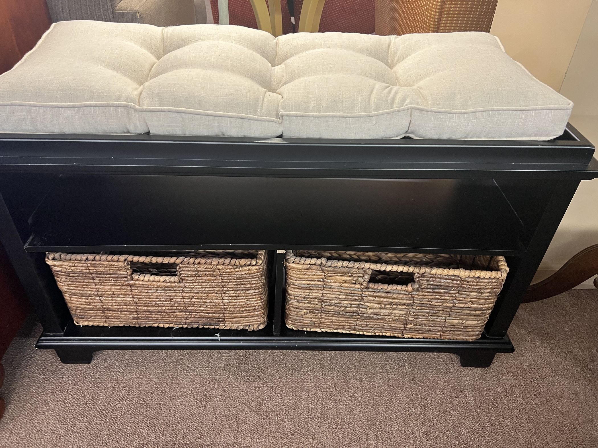 PADDED BLACK STORAGE BENCH Delmarva Furniture Consignment