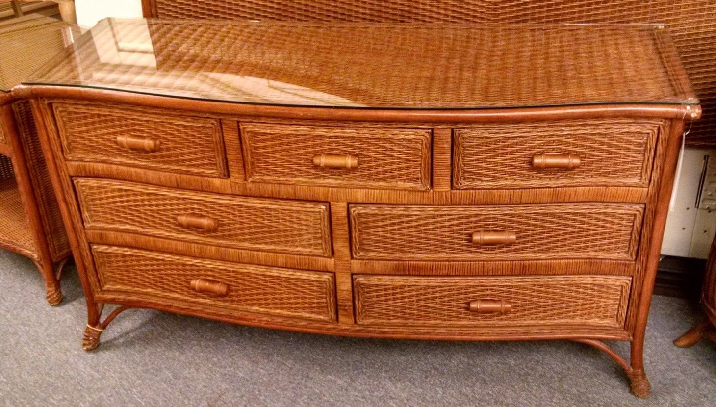DOUBLE RATTAN/WICKER DRESSER Delmarva Furniture Consignment